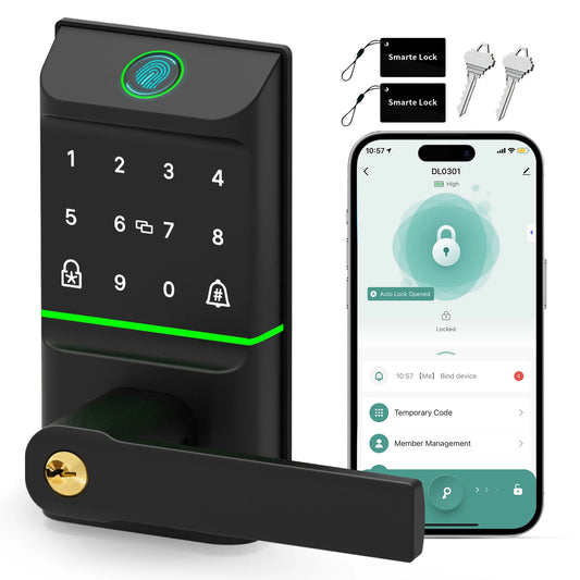 Smart Door Lock – Fingerprint, Keyless Entry & App Control  Secure Your Home with Advanced Smart Technology.