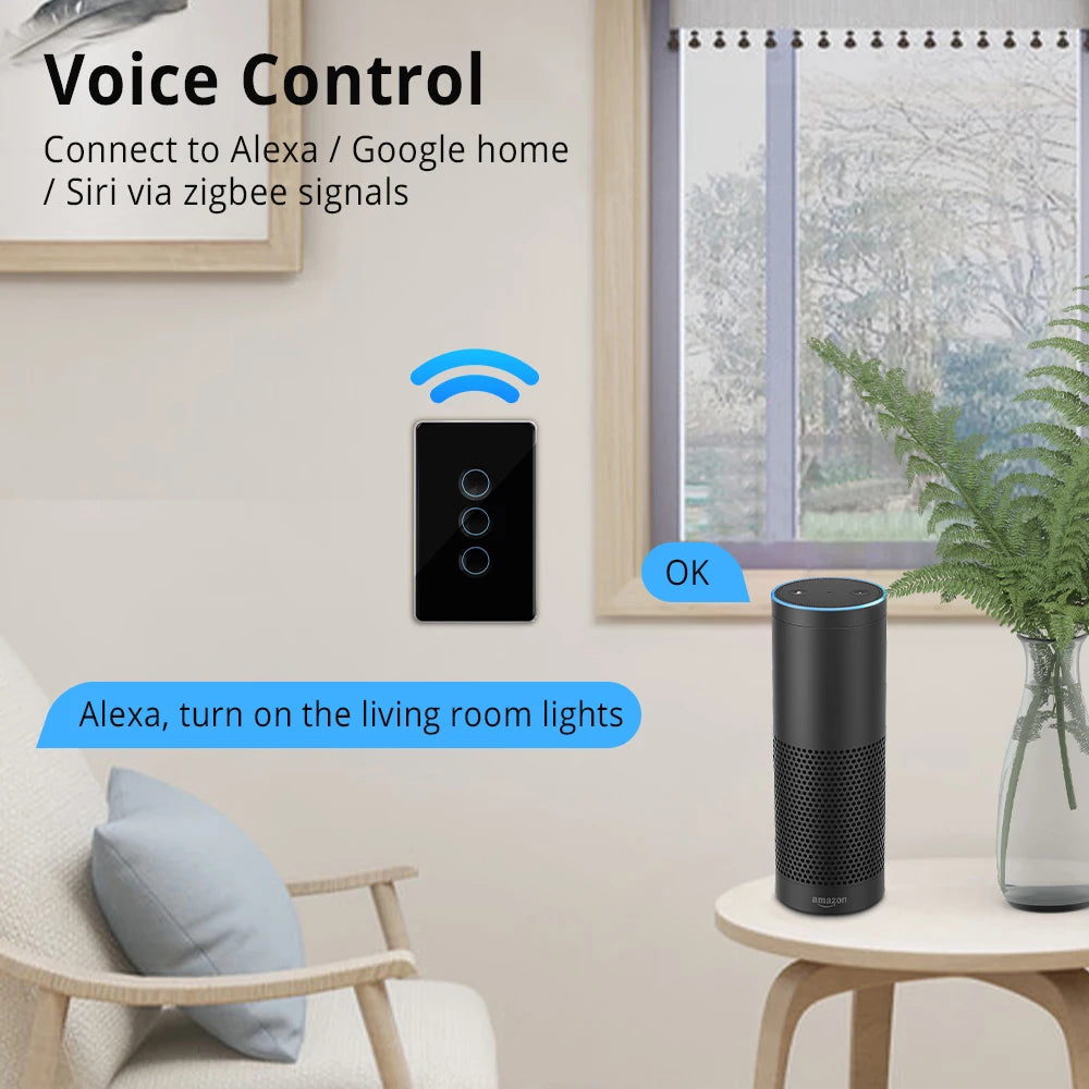 Zemismart Tuya Zigbee Smart Touch Wall Light Switch – 1/2/3/4 Gang  Modern, Smart, and Stylish Home Lighting Control.