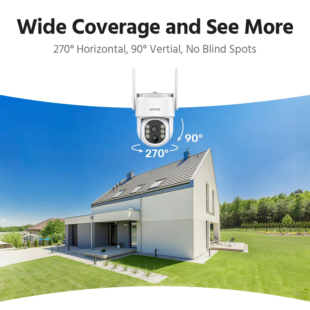 ANNKE 4MP Wireless Security Camera System – 4CH NVR with Solar PT Cameras