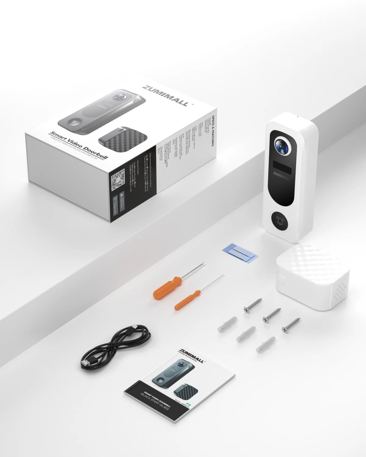 ZUMIMALL Battery-Powered Video Doorbell – Wireless with Chime & Two-Way Audio  Smart Security with Fun Features.
