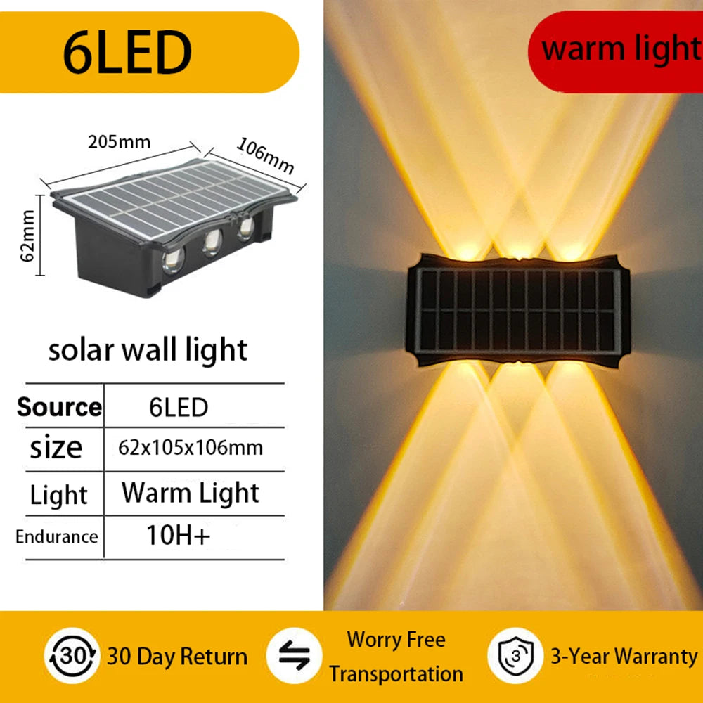 Solar LED Wall Light – Waterproof Exterior Garden & Courtyard Lighting