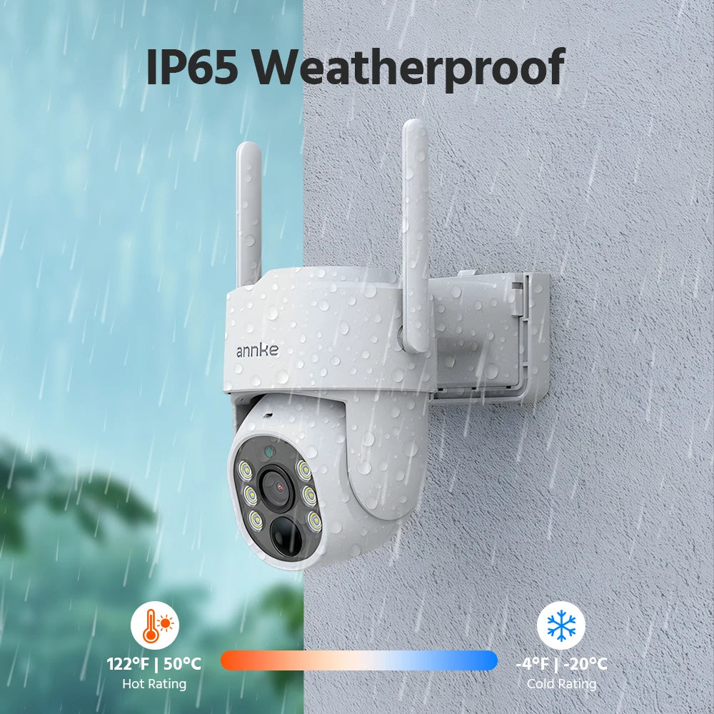 ANNKE 4MP Wireless Security Camera System – 4CH NVR with Solar PT Cameras
