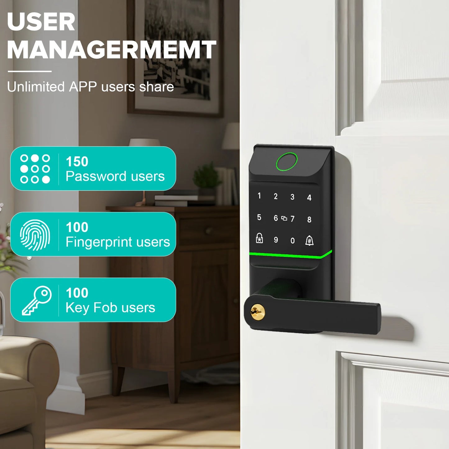 Smart Door Lock – Fingerprint, Keyless Entry & App Control  Secure Your Home with Advanced Smart Technology.