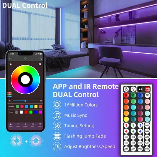 3.28ft–100ft Smart LED Strip Lights – Remote & App Controlled
