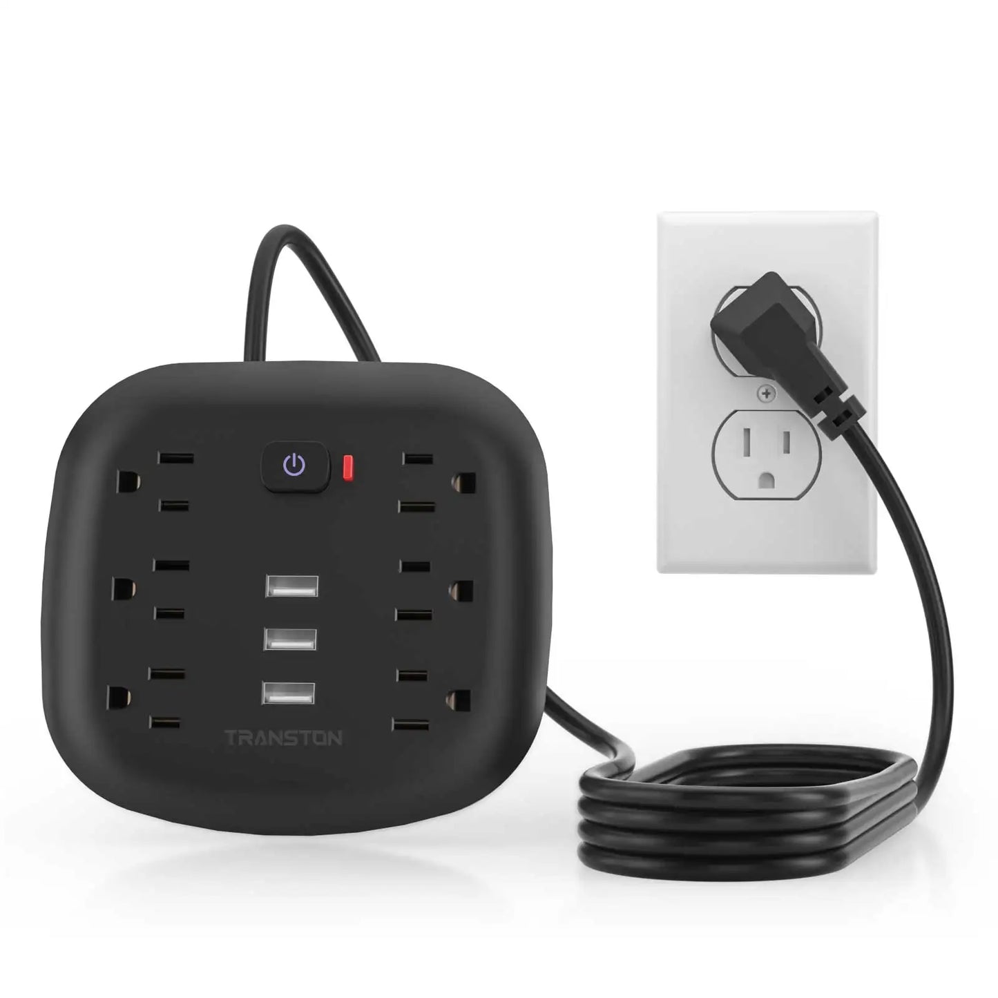 TRANSTON Power Strip with Surge Protector – 6 Outlets & 3 USB Ports