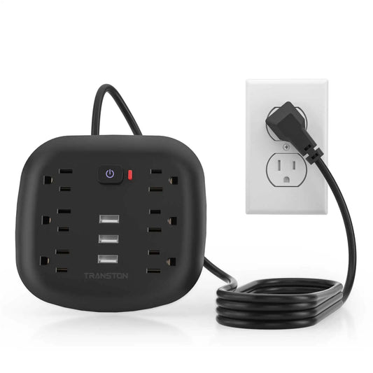 TRANSTON Power Strip with Surge Protector – 6 Outlets & 3 USB Ports