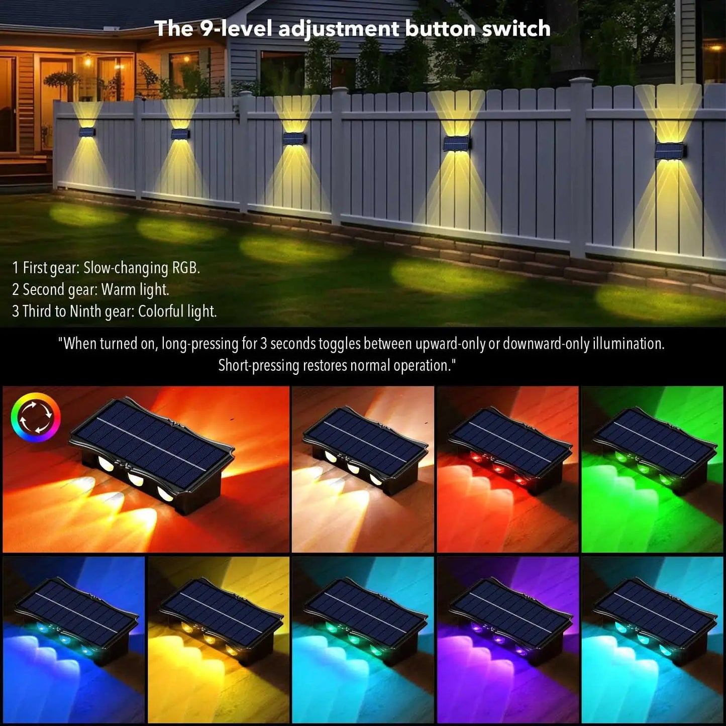 Wall Lamp LED – Up & Down Luminous Solar Outdoor Lighting  Stylish, Eco-Friendly, and Durable Outdoor Illumination.