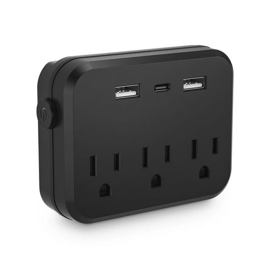 TRANSTON Mini Portable Power Strip – 6-in-1 with Surge Protector  Compact, Smart, and Multi-Device Charging for Home & Travel.