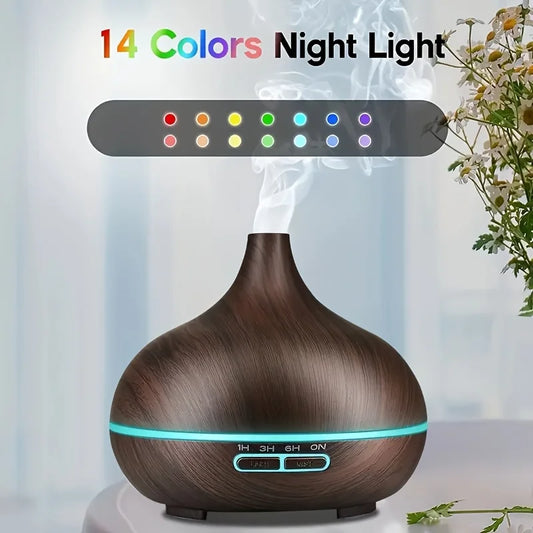 Wood Grain Ultrasonic Essential Oil Diffuser – 550ml