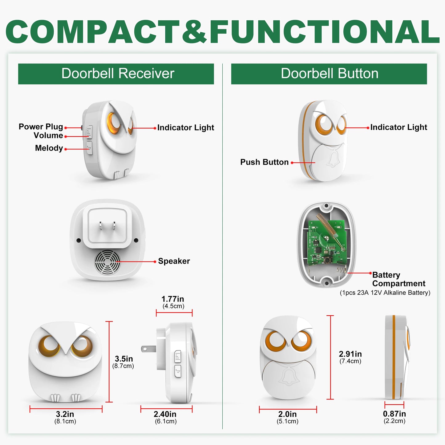 HTZSAFE Wireless Doorbell Chime – Long Range & Waterproof  Never Miss a Visitor, Indoors or Outdoors.