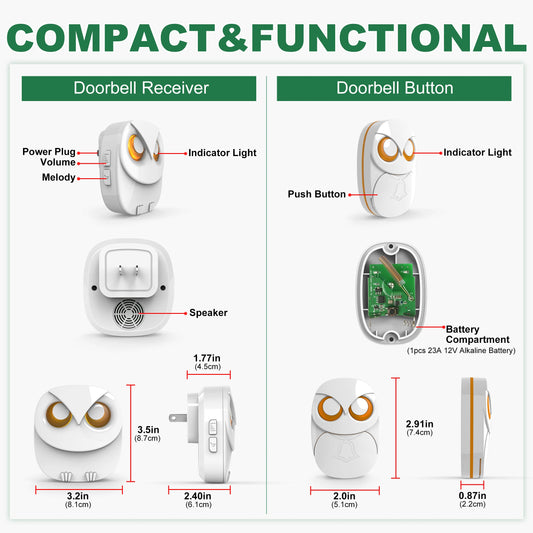 HTZSAFE Wireless Doorbell Chime – Long Range & Waterproof  Never Miss a Visitor, Indoors or Outdoors.