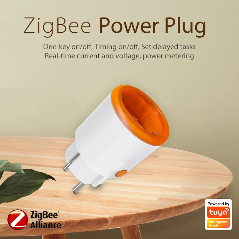 Tuya EU Smart Socket 16A Zigbee 3.0 EU Smart Plug with Power Monitoring App Control Work with Alexa Google Assistant