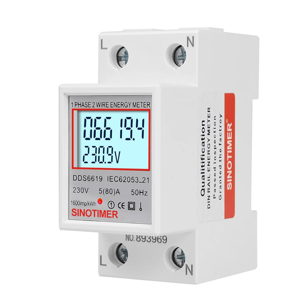 Digital Single Phase Energy Meter – 220V/230V Din Rail  Accurate, Energy-Saving Electricity Monitoring.