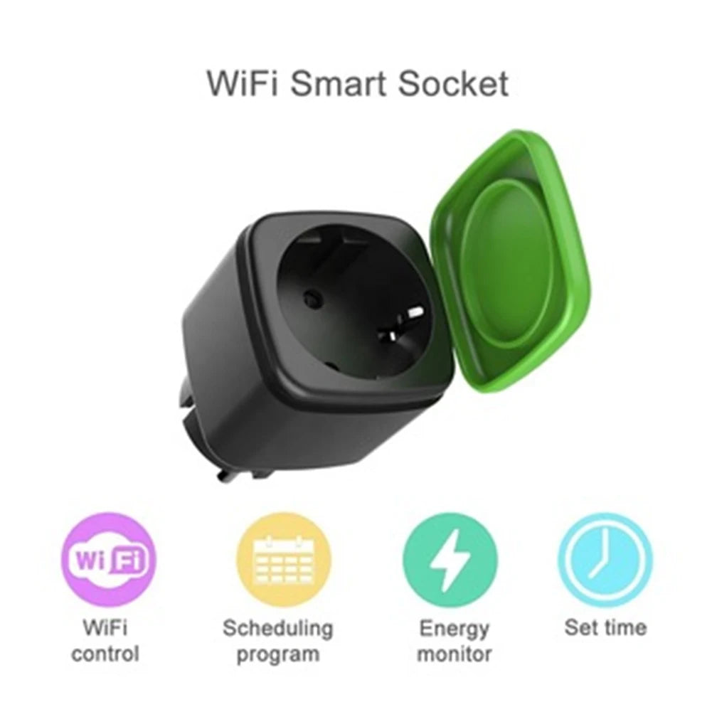 WiFi Smart Outlet Socket – Waterproof EU Plug with Power Monitoring  Smart, Safe, and Remote-Controlled Power for Your Home.