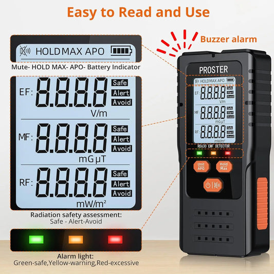 3-in-1 Digital EMF Radiation Detector – EMF, WiFi, and Magnetic Field Meter