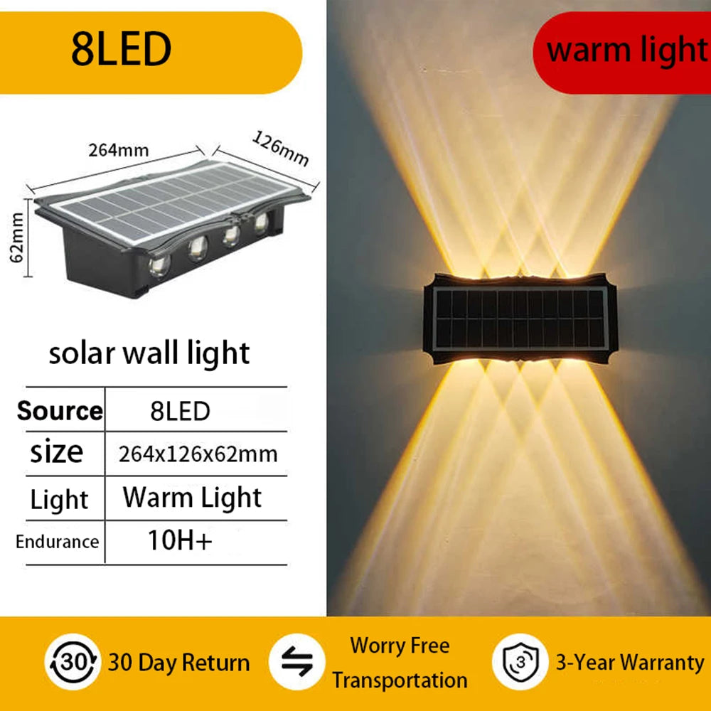 Solar LED Wall Light – Waterproof Exterior Garden & Courtyard Lighting