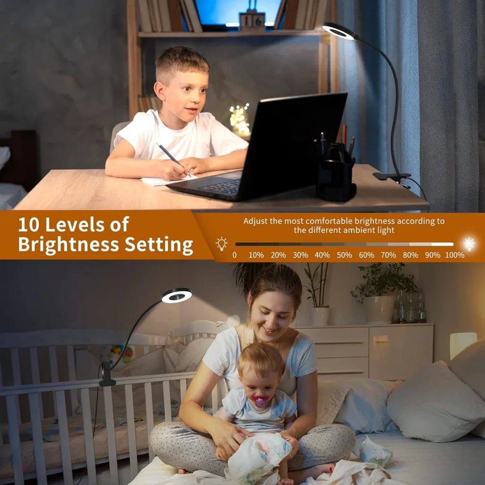 LED Reading Light with Clamp – Flexible 3-Color Desk Lamp  Brighten Your Reading, Anytime, Anywhere.