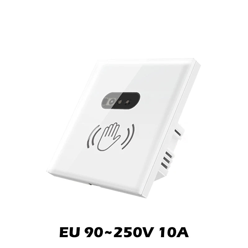 Smart Wall Light Switch – Hand Sweep Sensor with Glass Panel  Modern, Touch-Free, and Energy-Efficient Lighting Control.