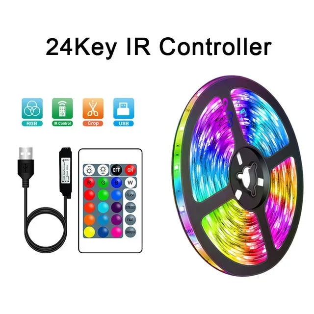 1–30M WS2812B RGB LED Strip – USB, Bluetooth & WiFi Controlled