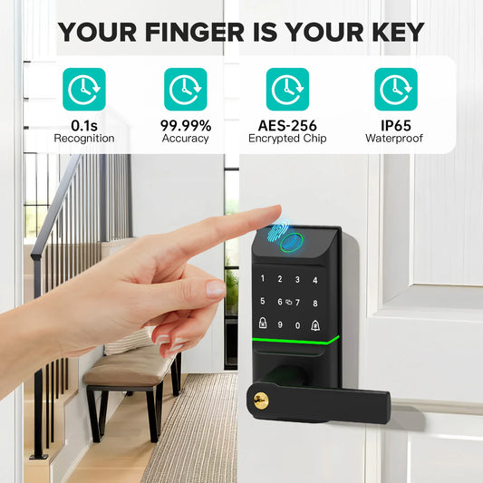 Smart Door Lock – Fingerprint, Keyless Entry & App Control  Secure Your Home with Advanced Smart Technology.
