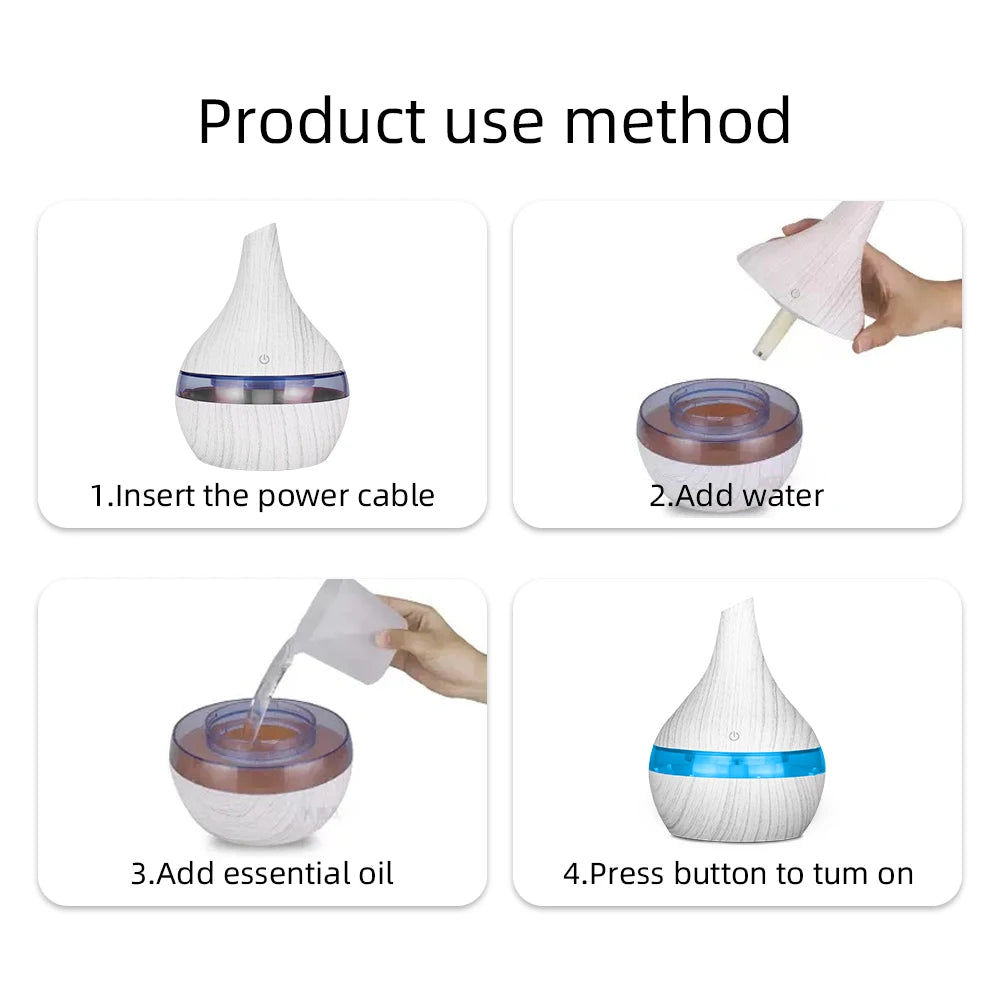 300ml Ultrasonic Essential Oil Diffuser & Humidifier