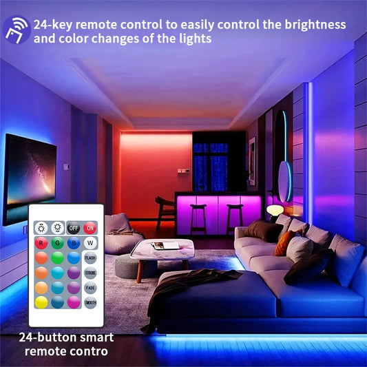 30M RGB LED Strip – Bluetooth App Controlled with Battery & US Plug