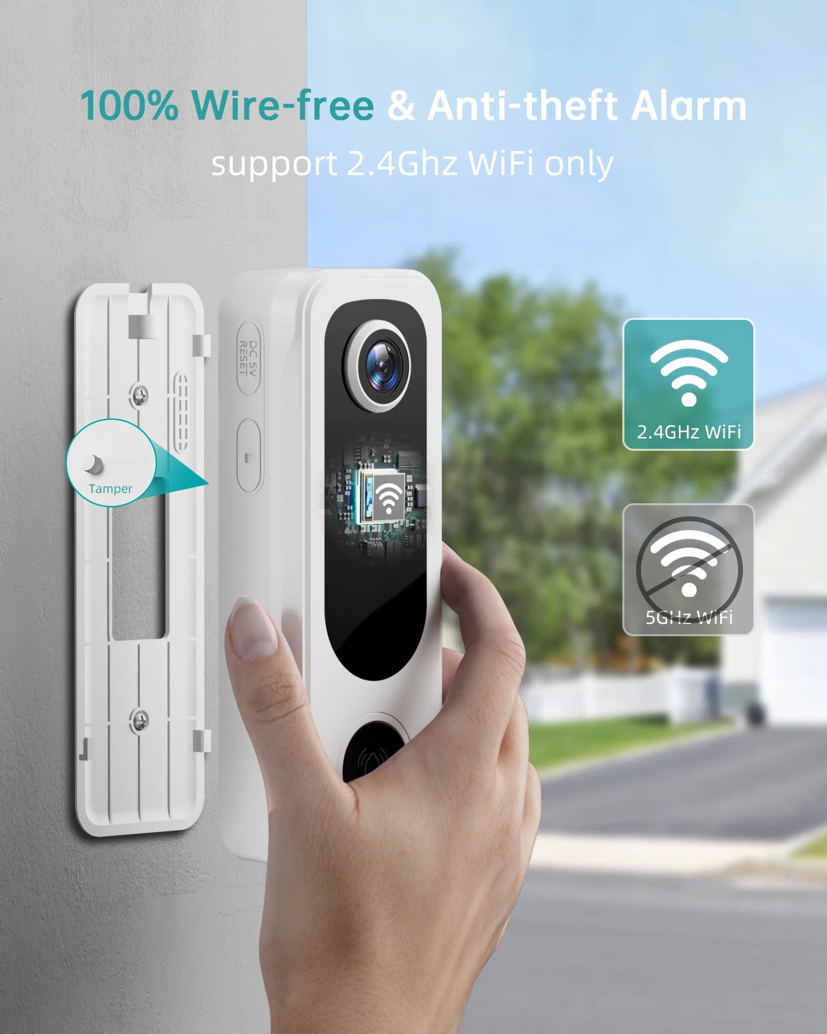 ZUMIMALL Battery-Powered Video Doorbell – Wireless with Chime & Two-Way Audio  Smart Security with Fun Features.