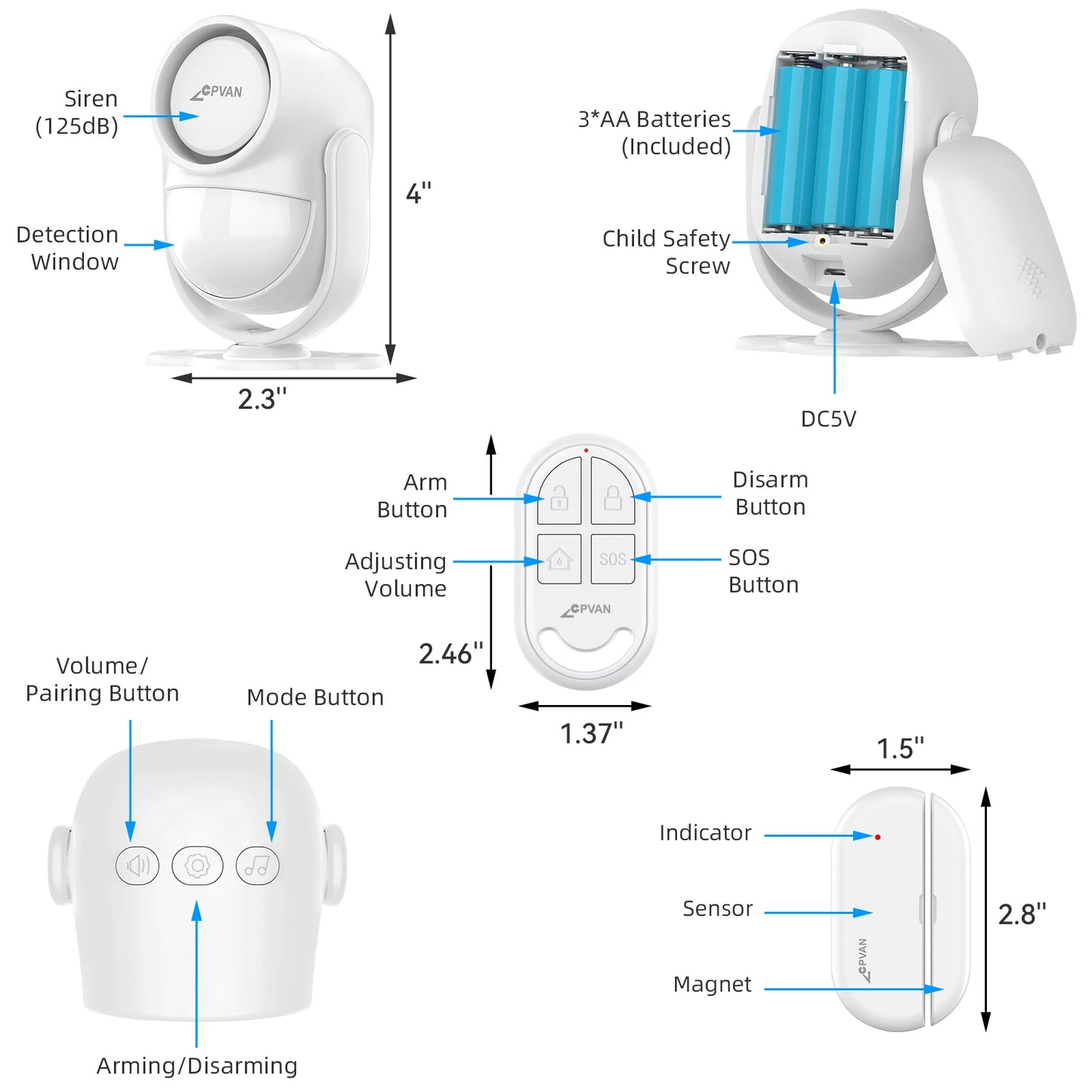 CPVAN Infrared Motion Sensor Detector – Wireless WiFi Smart Alarm