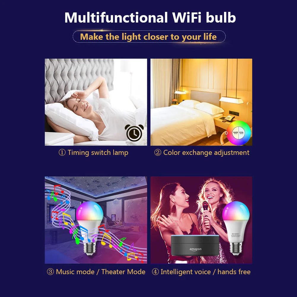 Colorful WiFi Smart LED Lamp – Voice & App Controlled