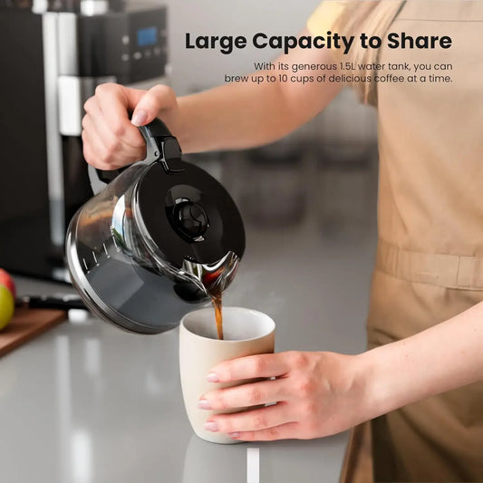 10-Cup Programmable Grind & Brew Coffee Maker – Freshly Ground, Perfectly Brewed!