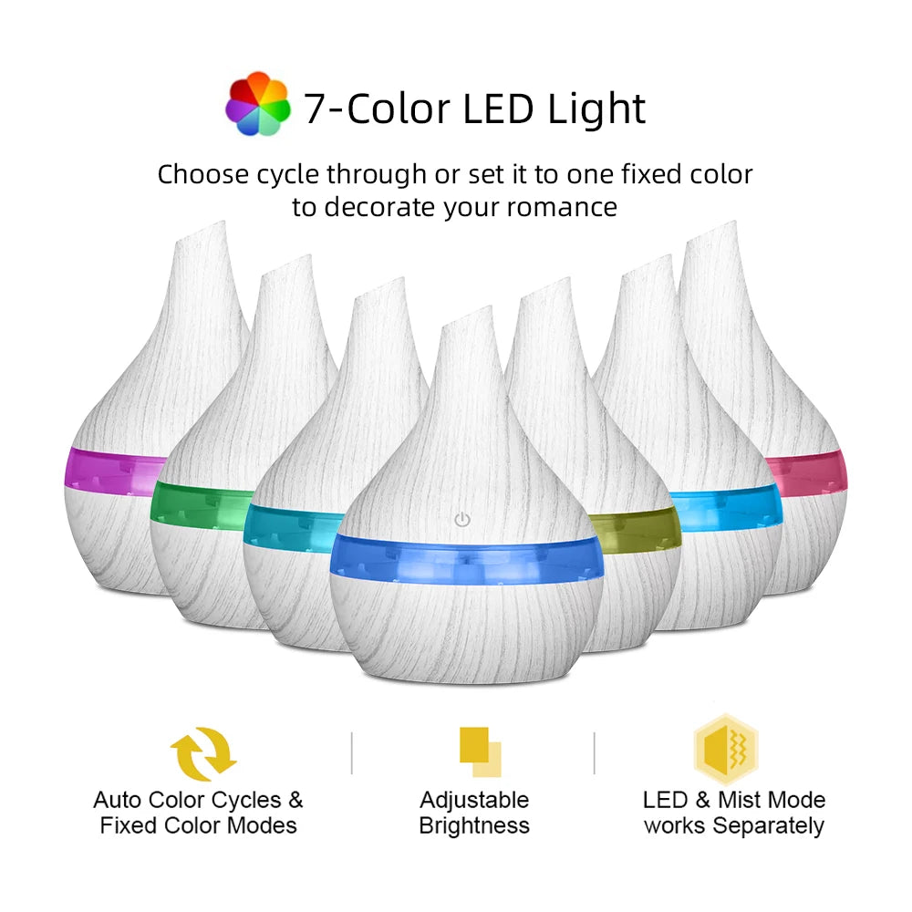 300ml Ultrasonic Essential Oil Diffuser & Humidifier