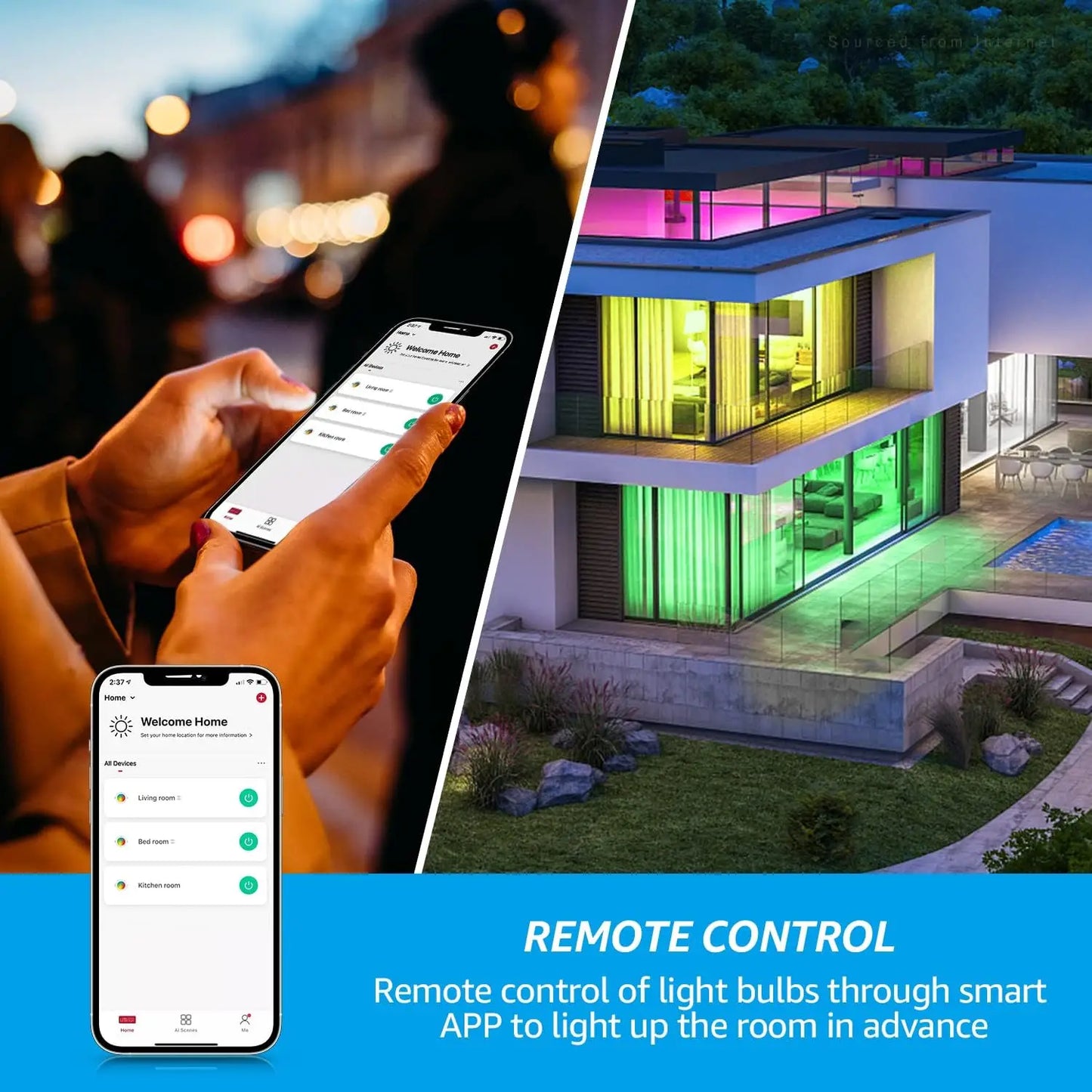 Smart WiFi LED A19 Bulb – RGBCW Color Changing & Dimmable