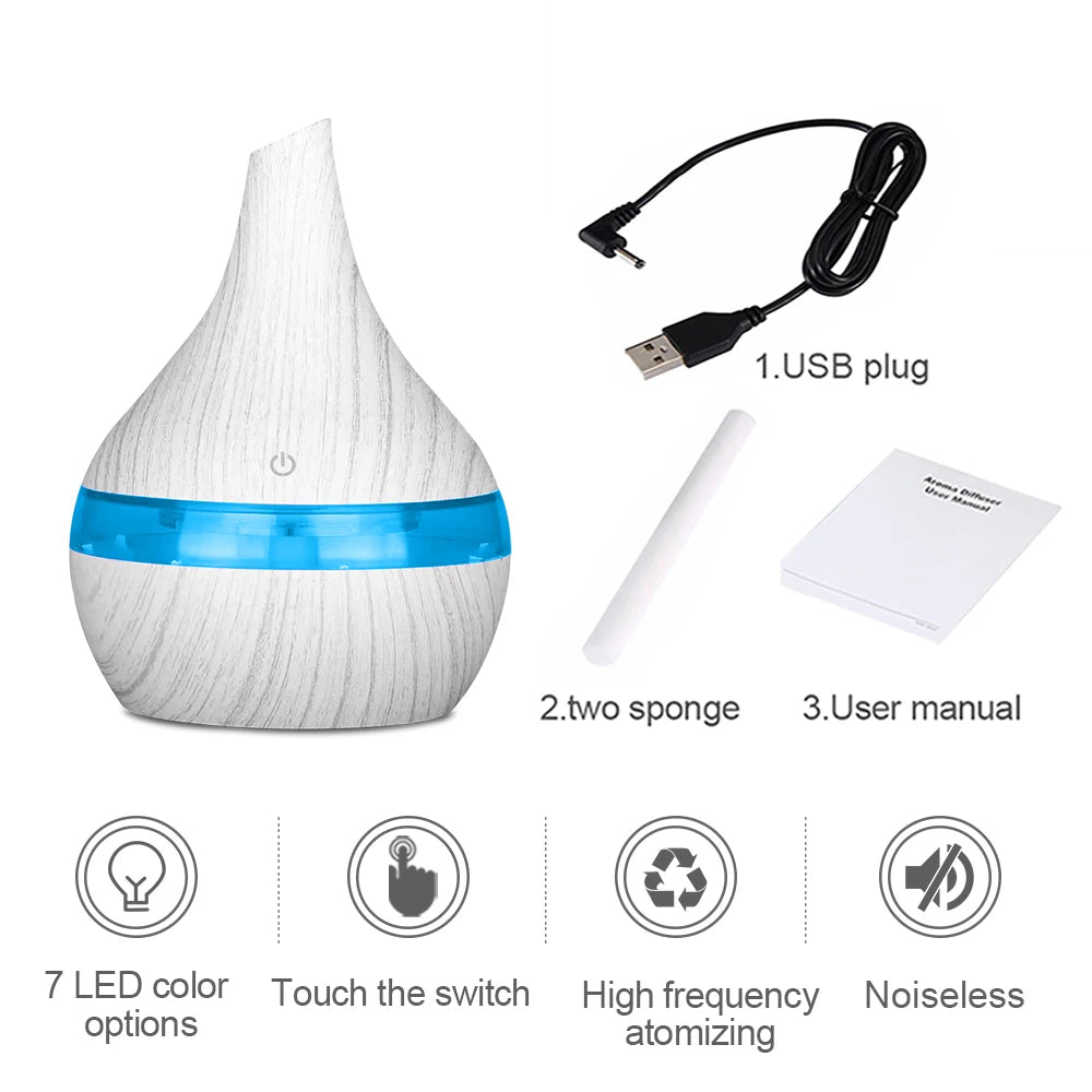 300ml Ultrasonic Essential Oil Diffuser & Humidifier