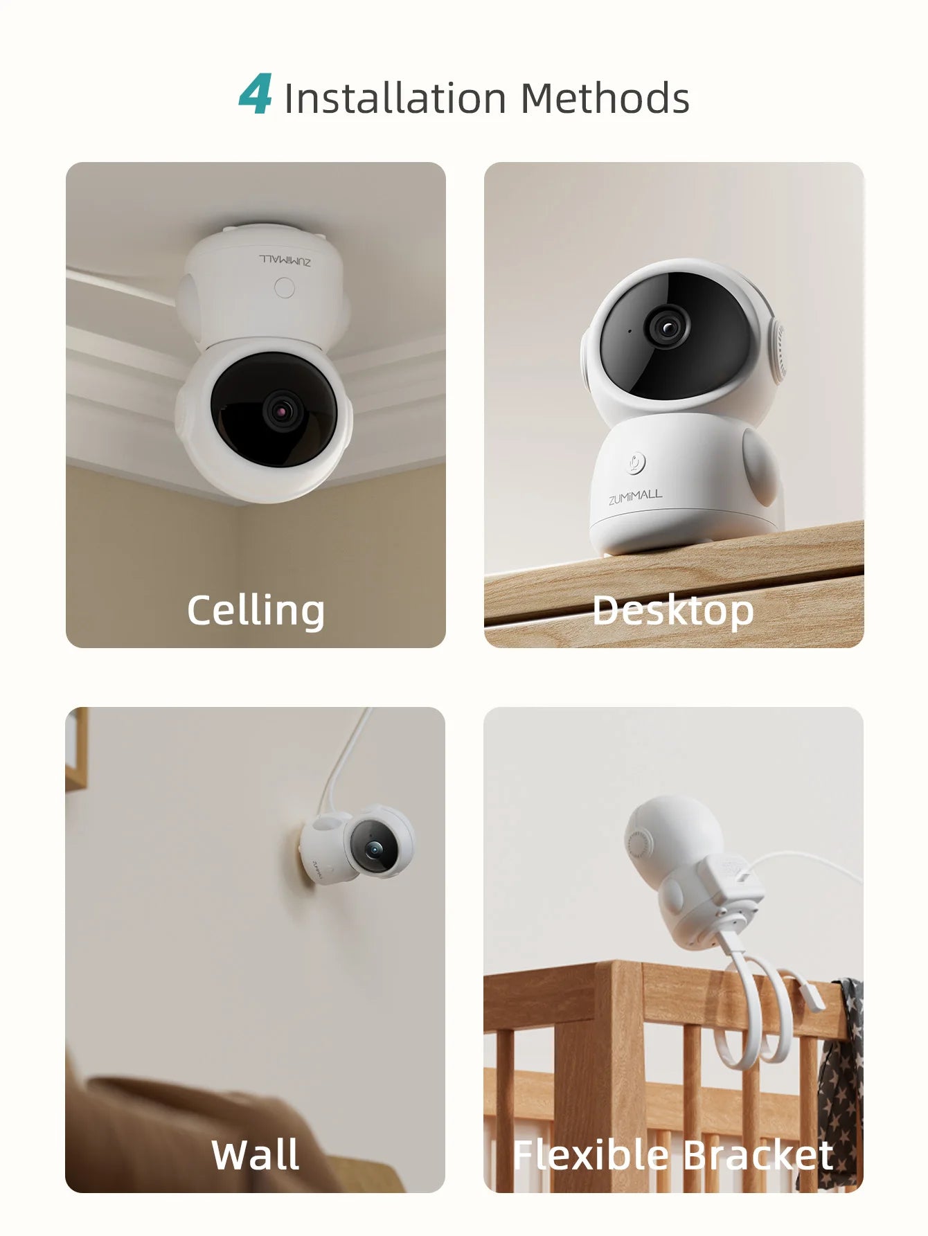 ZUMIMALL Wired Security Camera – WiFi Baby & Pet Monitor