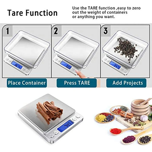 Digital Kitchen Scale – 500g/0.01g Precision with LCD & Tare