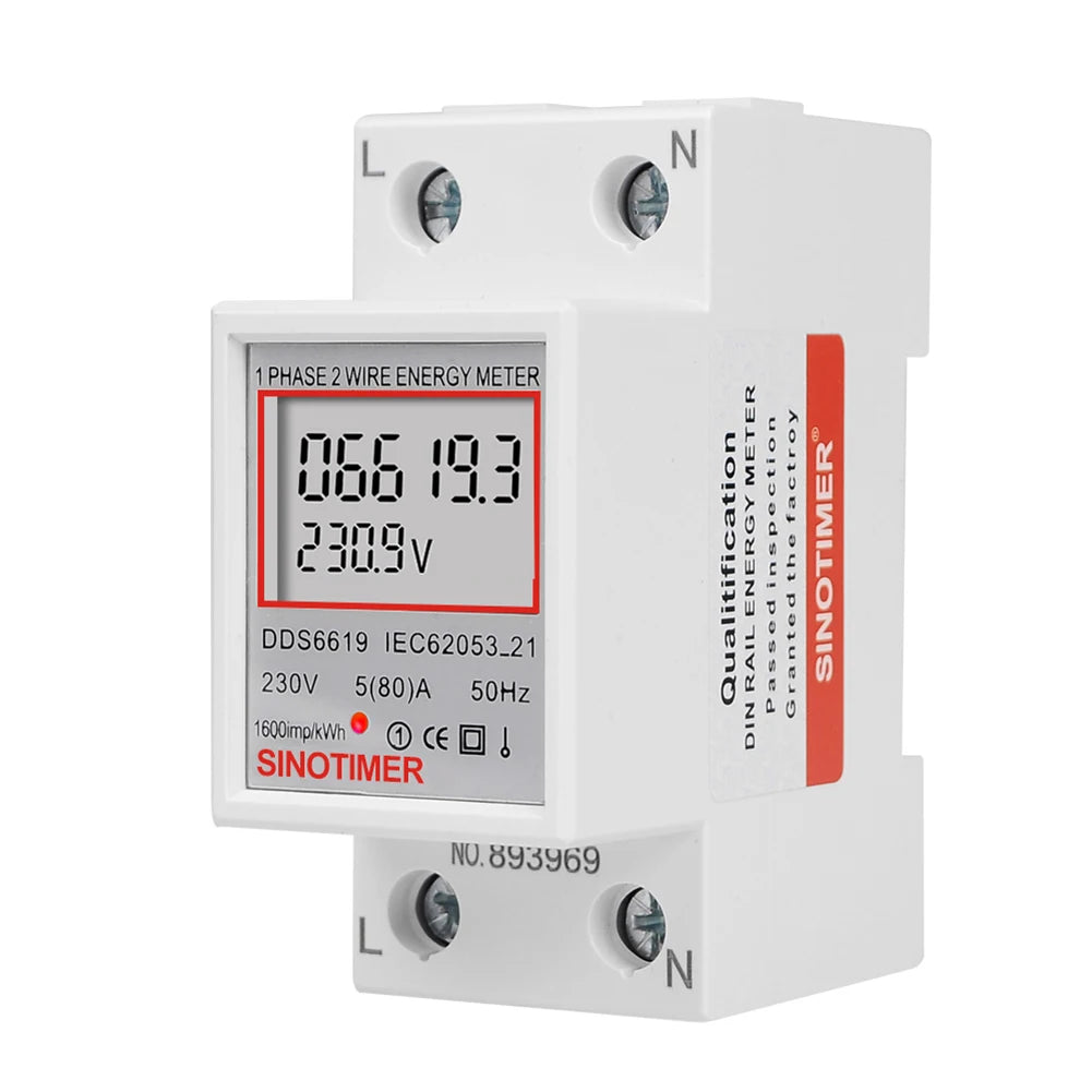 Digital Single Phase Energy Meter – 220V/230V Din Rail  Accurate, Energy-Saving Electricity Monitoring.