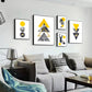 Abstract Grey Yellow Geometric Triangles Nordic Deer Wall Art