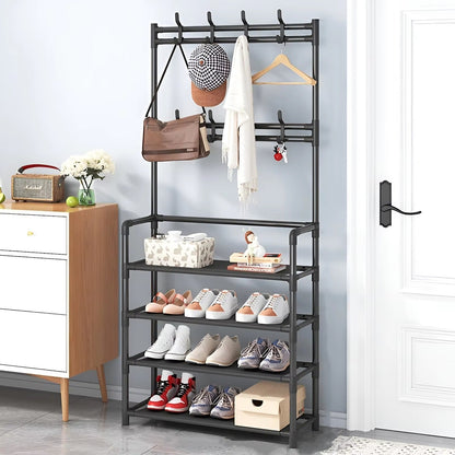 Clothes Hanger & Multi-Layer Shoe Storage Rack