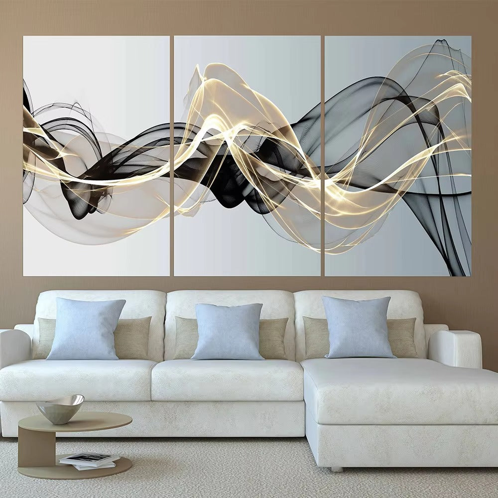 3 Pieces Nordic Luxury Ribbon Abstract Landscape Wall Art
