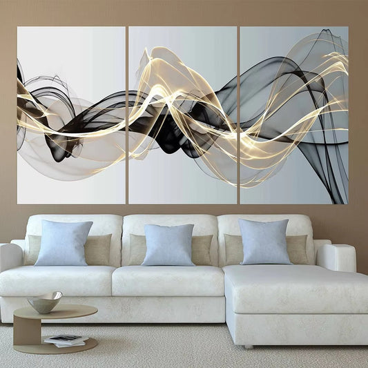 3 Pieces Nordic Luxury Ribbon Abstract Landscape Wall Art