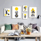 Abstract Grey Yellow Geometric Triangles Nordic Deer Wall Art