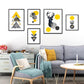 Abstract Grey Yellow Geometric Triangles Nordic Deer Wall Art